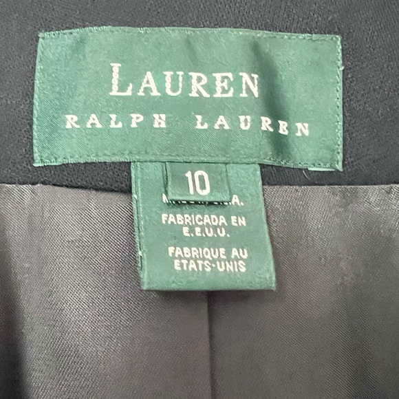 Lauren Ralph Lauren Navy Blue Preppy Academia Gold Logo Crest Wool Blazer sz 10 - Picture 9 of 12